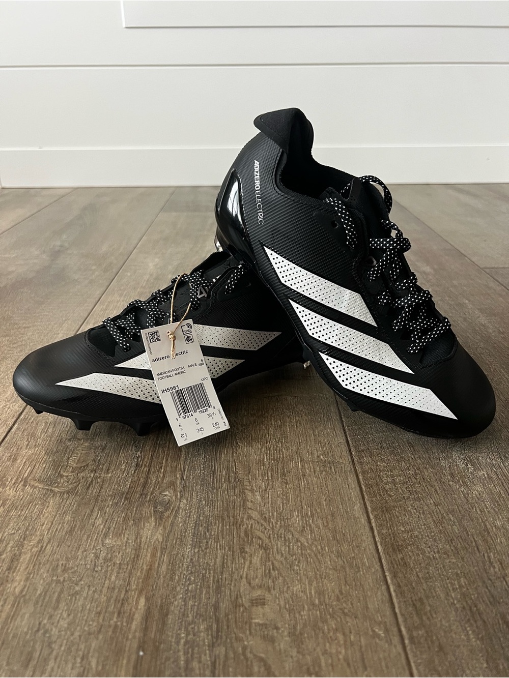 Adidas Adizero Electric 2 'Core Black White' IH5981 Football Cleats Mens Sz 6.5
